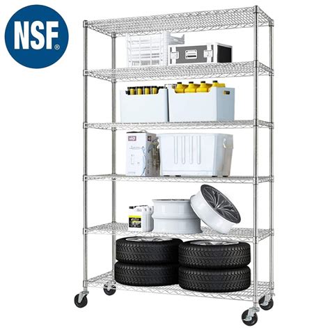 Storage Shelf 6 Tier Wire Shelving Unit 48l X 18w X76h Adjustable Metal