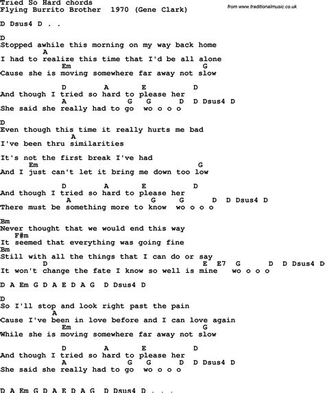Song Lyrics With Guitar Chords For Tried So Hard