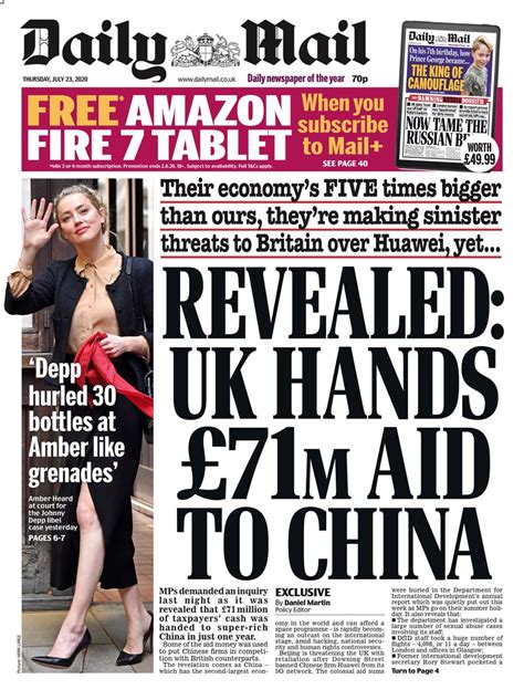 daily mail front page 23rd of july 2020 tomorrow s papers today