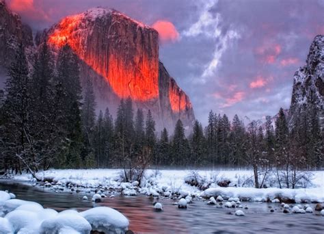 Yosemite Valley California In The Winter Sunset Photography