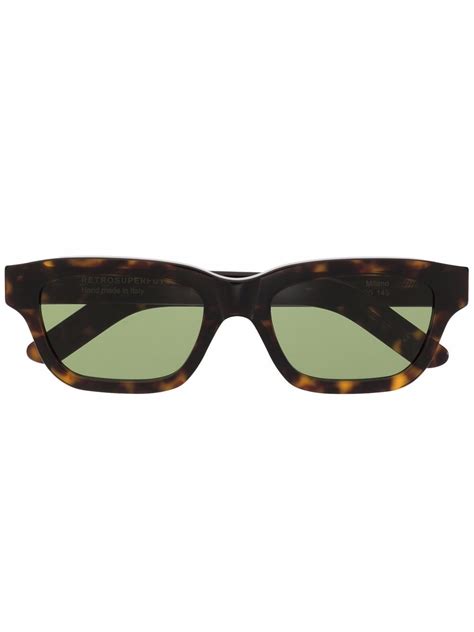 Retrosuperfuture Tortoiseshell Effect Rectangle Frame Sunglasses Farfetch