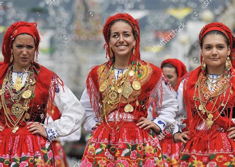 Portuguese Women Wear Traditional Gold Attached Editorial Stock Photo