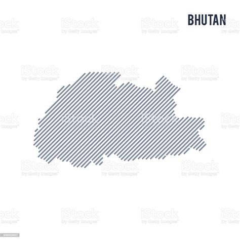 Vector Abstraite Éclos Carte Du Bhoutan De Traits Obliques Isolé Sur