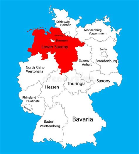 Mappa Dello Stato Di Bassa Sassonia Bassa Sassonia Germania Siluetta Della Mappa Di Vettore