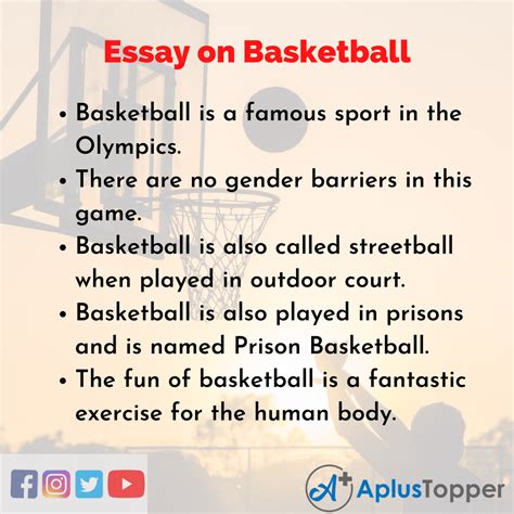 Essay On Basketball Basketball Essay For Students And Children In