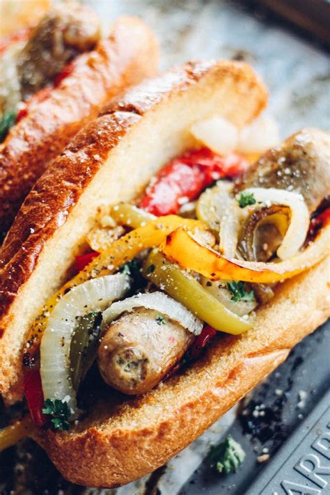 A wonderful sheet pan dinner with shrimp, sausage, corn, and lots of vegetables. Sheet Pan Sausage and Pepper Hoagies | Recipe (With images ...
