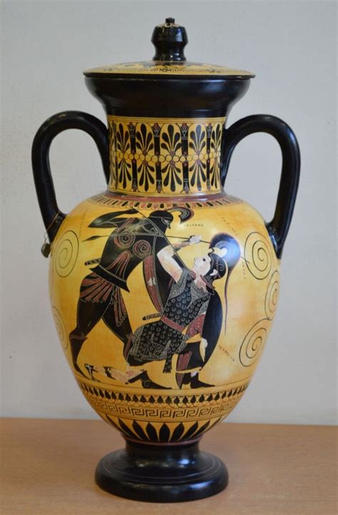 Achille Et Penthesileia Antique Grec Amphore Vase British Etsy