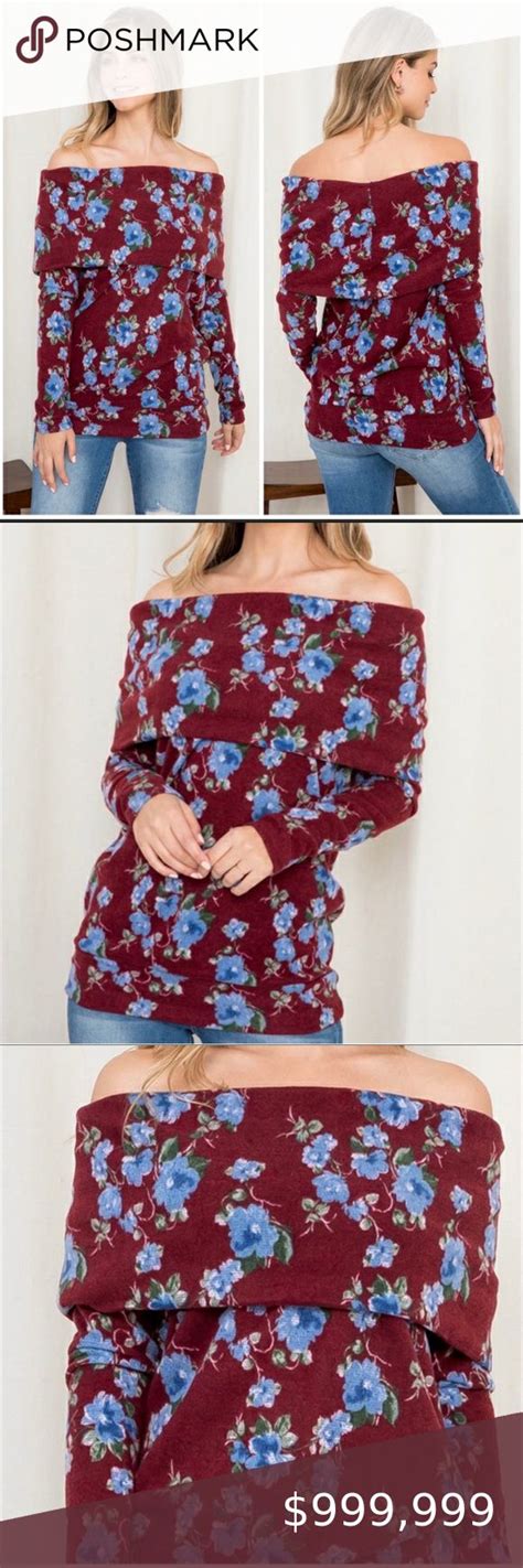 ️new ️ Extremely Soft Cherish Floral Off The Shoulder Sweater Trendy