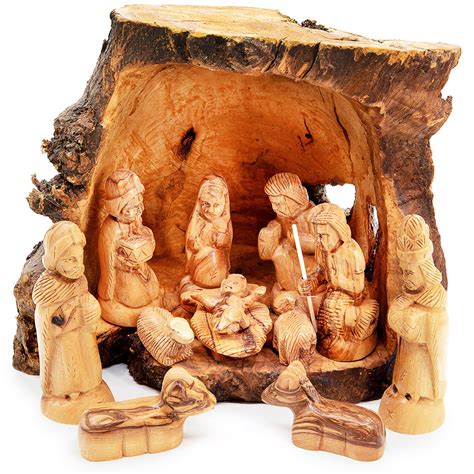 Christmas Wooden Nativity Cave Set 12 Piece Holy Land