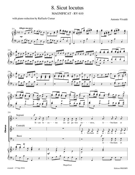 Vivaldi Magnificat Rv 610 8 Sicut Locutus Est Sheet Music For