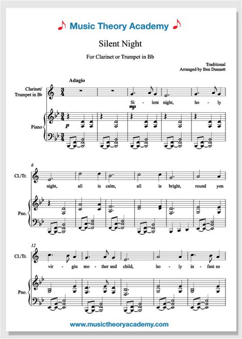 Silent Night Music Theory Academy Easy Piano Sheet Music Download
