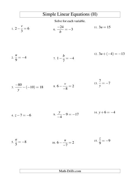 Writing Linear Equations Worksheet