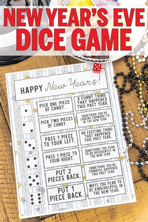 Printable New Years Eve Dice Game New Years Eve Activities New