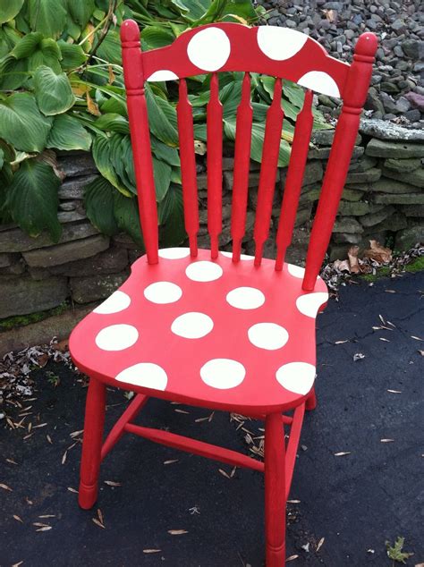 The Blessed Nest Hand Painted Red And White Polka Dot Chair Great For