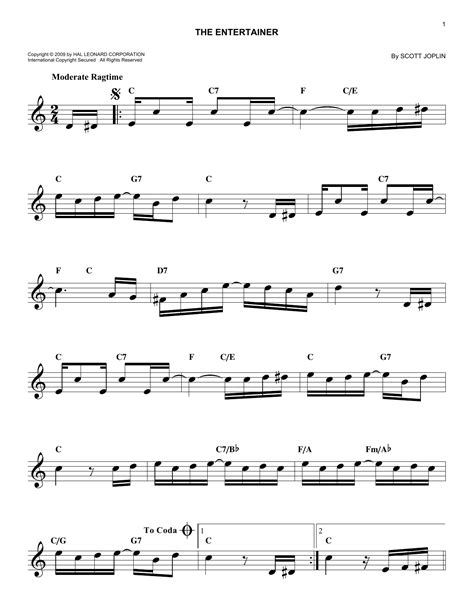 Download and print in pdf or midi free sheet music for the entertainer by scott joplin arranged by rui.c.sousa.3 for piano (piano duo) The Entertainer Sheet Music | Scott Joplin | Lead Sheet / Fake Book