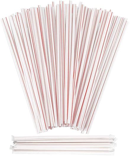 Plastic Drinking Red And White Straws Extra Long Striped Individually