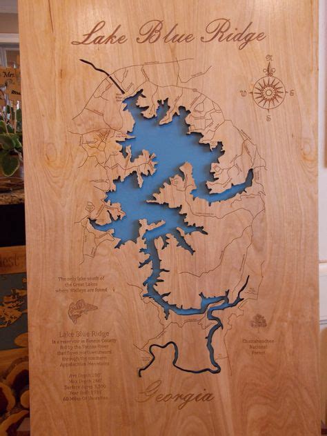 Framed Laser Cut Wood Lake Maps