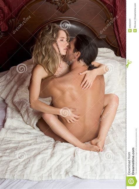 Loving Young Nude Erotic Sensual Couple In Bed Stock Image