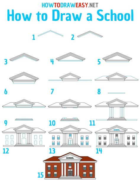 How To Draw A School How To Draw Easy