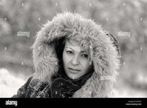 Young Female Wearing Winter Clothes Stock Photo Alamy