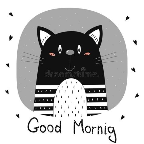 Good Morning Card Hand Drawn Cute Cartoon Dog Vector Illustration