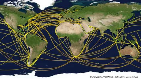 World Shipping Routes Map World Map Blank