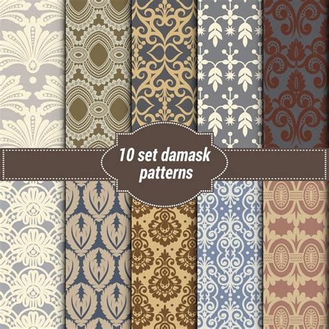 Set Of Vector Elegant Damask Patterns Vintage Royal Patterns With A