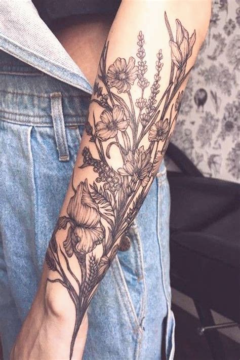 wild flower bundle tattooed on the forearm tattoos forearm tattoos bundle tattoo