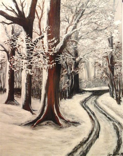 Related image | abstrakte kunst malerei, moderne abstrakte. Weg durch den Winterwald - Unterwasserhäusl, Modern, Rot, Landschaft von Karin Haase bei KunstNet