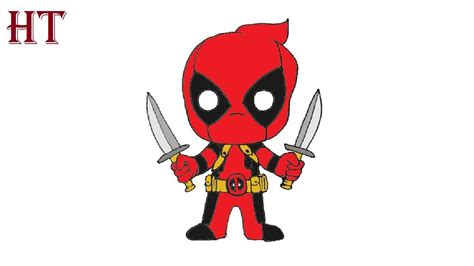 How To Draw Chibi Deadpool Step By Step Cute Deadpool Drawing Easy