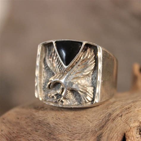 Mens Silver Eagle Ring Navajo Native American Signed Sterling Ott Size