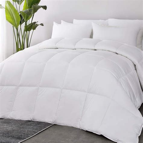 Bedsure 100 Cotton Quilted Down Alternative White Comforter Queen With