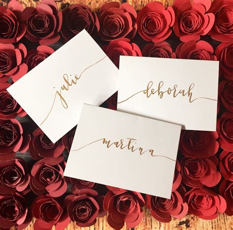 Custom Calligraphy Placecards Etsy Custom Calligraphy Place Cards