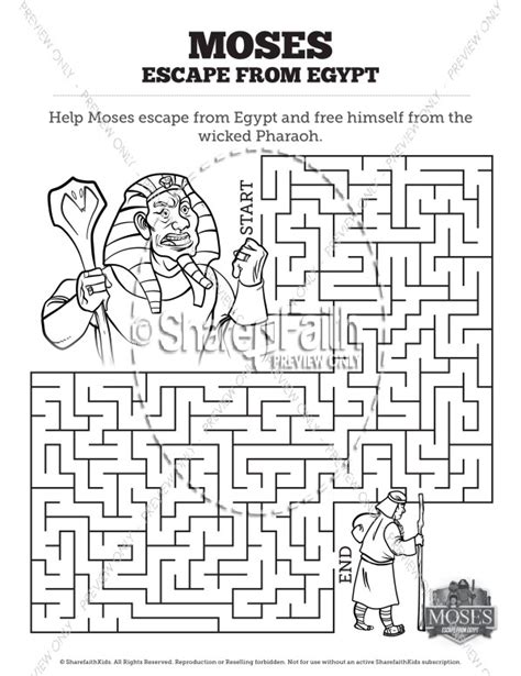 Exodus 2 Moses Escapes From Egypt Bible Mazes