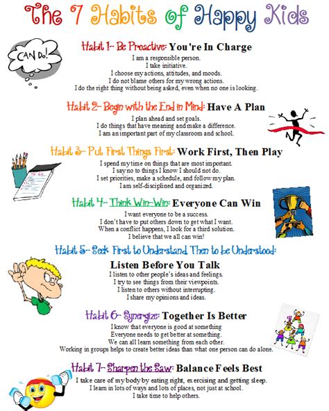 7 Habits For Kids Worksheets