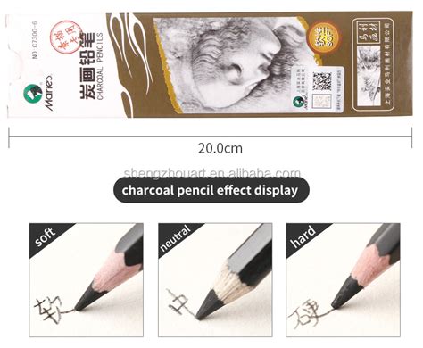 Maries 12pcsbox Softneutralhard Non Toxic Charcoal Pencil Black