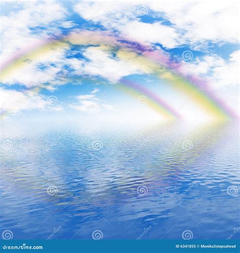 Rainbow Cloudy Sky And Ocean Royalty Free Stock Photo Image 6341855