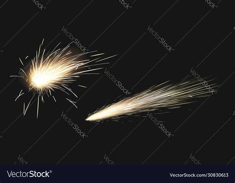 Realistic Sparks Weld Metal Blade Firework Vector Image