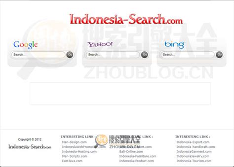 Indonesia Search com三大搜索引擎一个页面印尼 搜索引擎大全 ZhouBlog cn