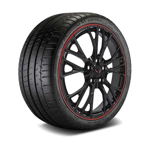 Gm C7 Z06 Black Wred Pinstripe Corvette Wheel And Michelin Tire Package