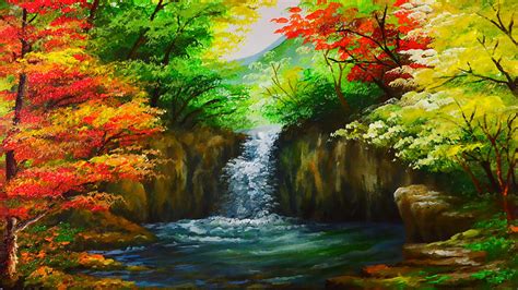 Water Falls In Autumn Forest By Beejay Artlife12 On Deviantart