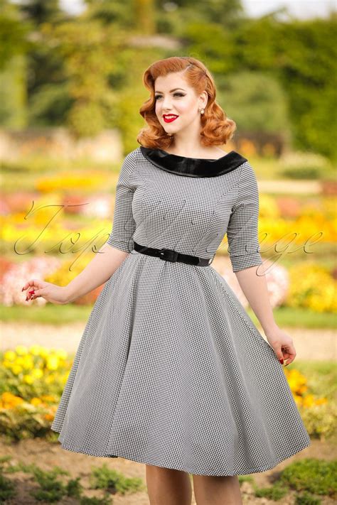 1940s Day Dresses And Tea Dresses 1940s Fashion Dresses Houndstooth