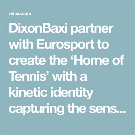 Dixonbaxi Partner With Eurosport To Create The ‘home Of Tennis With A