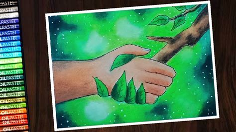 Kawaii, cute earth drawing of our beautiful planet with the moon and stars to celebrate earth day. World environment day poster drawing ( Easy ) with oil pastel for beginn... (With images ...