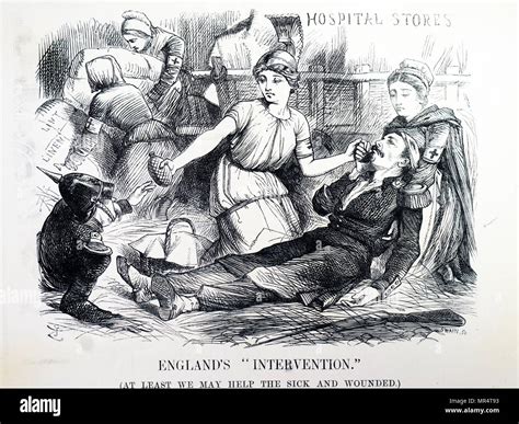 cartoon commenting on the franco prussian war britannia centre and her team of nurses tend to