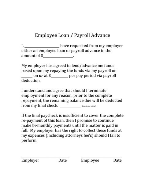 employee loan agreement form templates