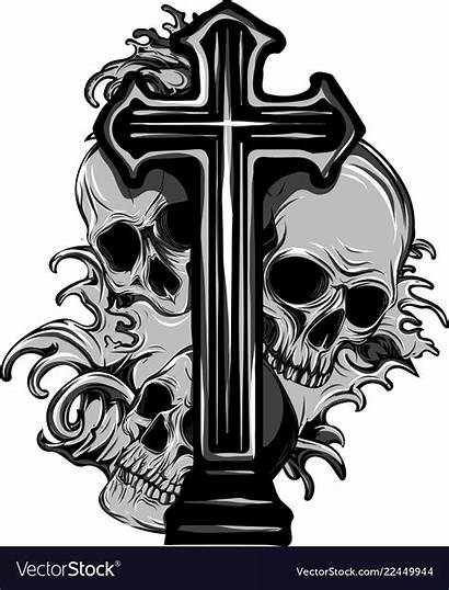Gothic Skull Vector Coat Arms Grunge Rosary
