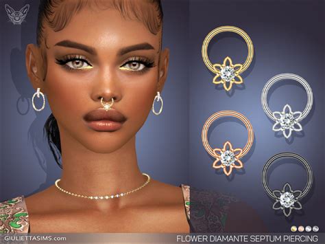 The Sims Resource Flower Diamante Septum Nose Piercing