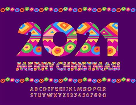 Feliz Navidad 2021 Conjunto De Letras Y Números Coloridos Del Alfabeto