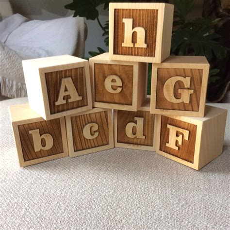 Wooden Letter Blocks Custom Wooden Baby Blocks Alphabet Etsy